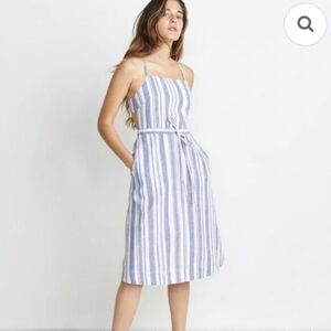 MARINE LAYER Lily Dress Stripes Crossed Tie Back Midi Dress SIZE XL